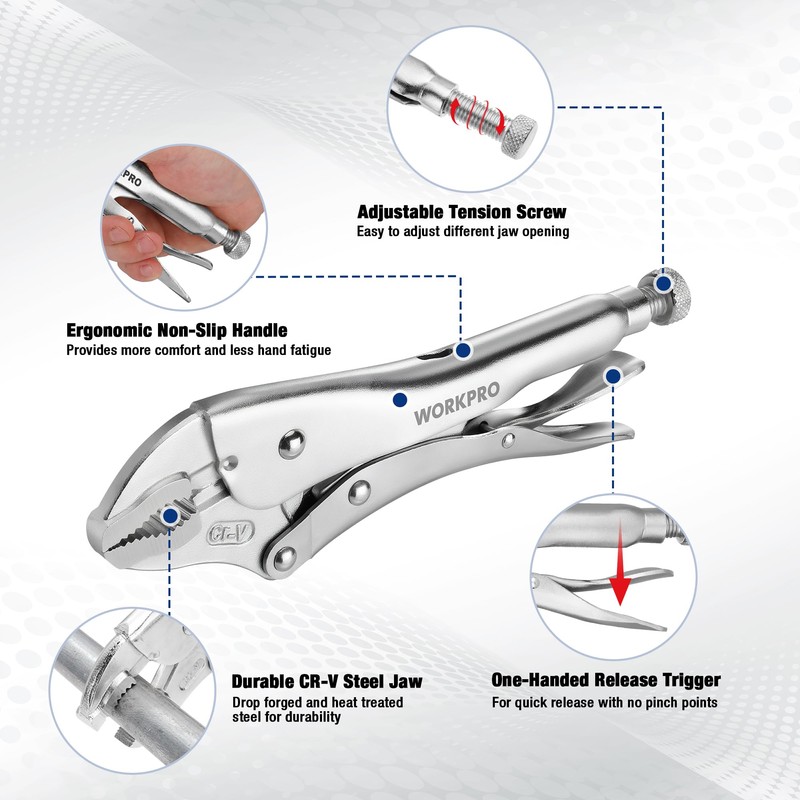 WORKPRO 5-Piece Locking Pliers Set, Pliers Tool Set, Vice Grips