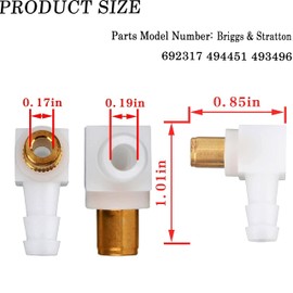 2 Pack 692317 Carb Fuel Fitting Elbow Hose Connector Replacement for Briggs & Stratton Engine Snowblower Lawn Tractor Generator 493496 494451 692317