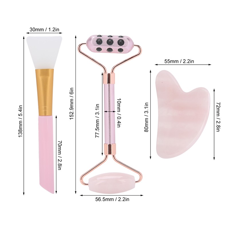 Face Roller Massager Gua Sha Board Mask Brush Set Beauty