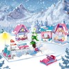 Ski Resort Building Block Set, Pink Girls Ski Field Building