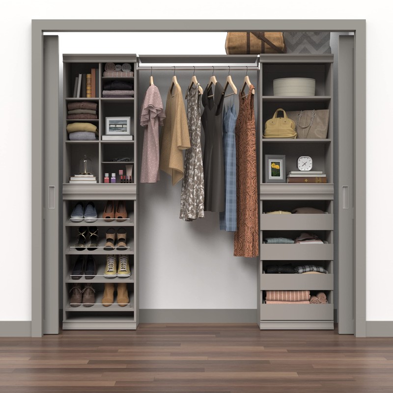 ClosetMaid Modular Storage Shelf Unit with Angled Shoe Shelves, Taupe
