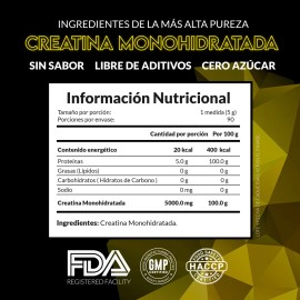 Energizex Creatina Premium 100% Monohidratada De Alta Pureza