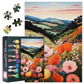 1000 Piece Jigsaw Puzzles for Adults Landscape, Nature Poppy Theme Challenging Puzzle, 27.5x19.7 Inch Family Educational Games & Home Decor Gift (Blooming Flower Series)