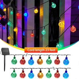 2 Pack Solar String Lights Outdoor 23ft 50 LED Globe Lights Solar Powered 8 Modes Auto On/Off Waterproof Decorative Lights for Patio Garden Gazebo Bistro Balcony