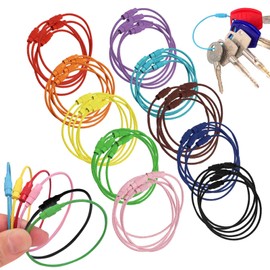 Kendwing Pack of 50 Stainless Steel Colourful Key Rings Multifunctional Key Ring Large Key Ring Wire Rope with Screw Lock Wire Key Ring for Luggage Tags,