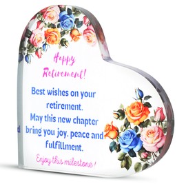 SYTTS Retirement Gifts, Heart Shaped Acrylic Plaque, Retirement Gift for Woman, Retirement Gifts for Men, Ideal Gifts for Coworkers, retirement party decorations, 5.5" x 5.5"