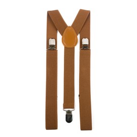 Hat To Socks Mens Womens Adjustable Braces Suspenders with Strong Metal Clips (Light Brown)