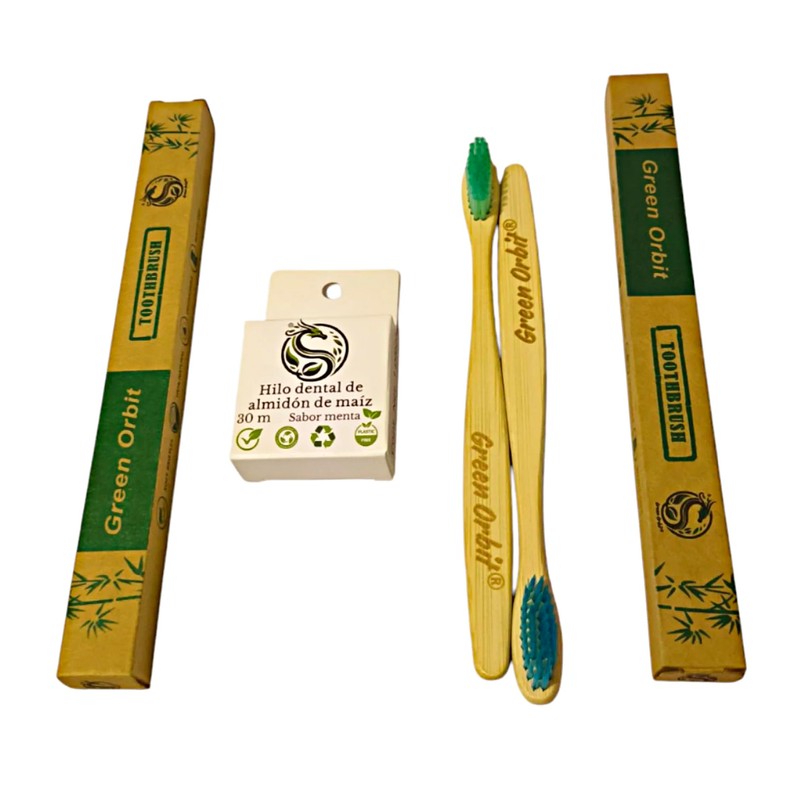 Green Orbit, Kit de Higiene Bucal, 2 Cepillos de Bambú