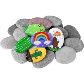 LuLiyLdJ 20 Pieces Painted Pebbles, Flat Stones, Stones, Pebbles Beach Pebbles, Flat Stones Used for Painting, Arts, Crafts, Garden Decoration