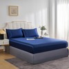 JHCHMX Satin Navy Blue Fitted Sheets Double Bed,Deep Pocket Soft