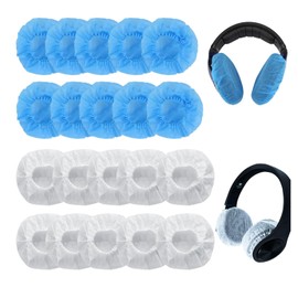 Pack of 200 Stretchy Headset Covers, Earcups, Disposable Ear Cups, Headphone Covers, for Most On-Ear Headphones (White, Blue)