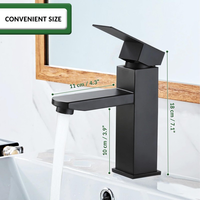 Levenson Matte Black Basin Tap with Single Lever Control Cold