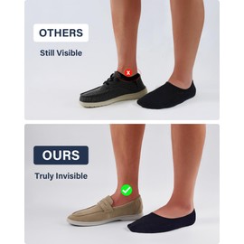 SIXDAYSOX Mens Black No Show Socks 6 Pairs Thin Invisible Low Cut Non Slip Socks for Loafer Sneakers Size 13-15