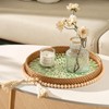 Round Rattan Tray Home Decor with Wood Bead Garland, 12''