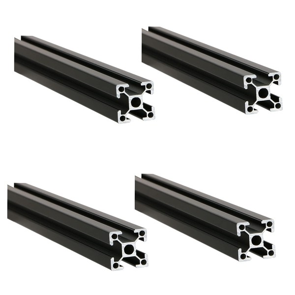Black 2020 Aluminum Extrusion Profile Four Holes Linear Rail 2020