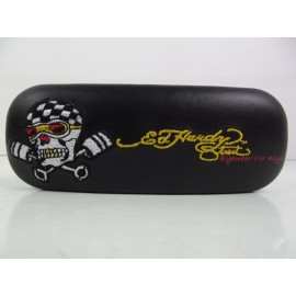 Ed Hardy Eyewear Glasses Sunglasses Hard Case Clam Shell Embroidery Racing Skull