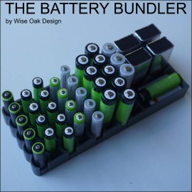 Wise Oak Design Battery Storage Case | Organizer Tray Container Box Holder 40 Slots AAA AA 9V