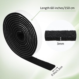 COMNICO 2 Rolls Felt Strip with Adhesive Backing, Non Slip Cuttable Felt Tape Self Adhesive Furniture Pads for Protecting Furniture Surfaces Hardwood Floor Chair Wall (1/2 x 60 Inches, Black)