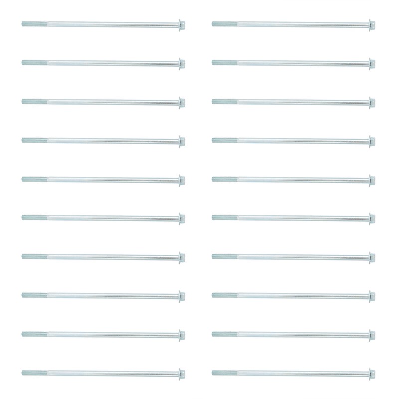 20Pcs M6x160 Long Screw Iron Hex Flange Threaded Bolt Fastener