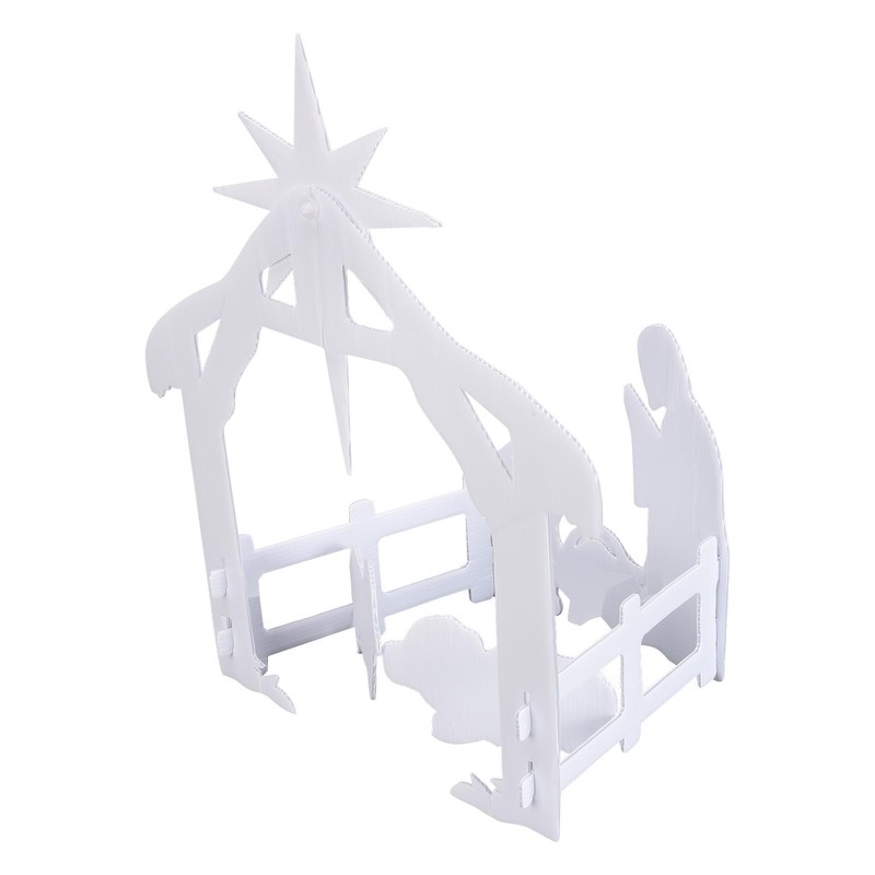 44x27x5cm Christmas Jesus Scene White PP Hollow Board Outdoor Nativity