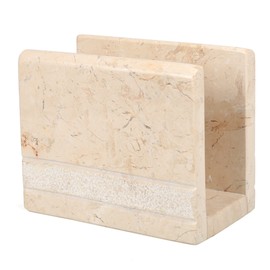 Creative Home Natural Champagne Marble Hand Carved Collection Tabletop Napkin Holder Stand Tissue Paper Dispenser Decorative Kitchen Countertop Dining Table Organizer, 3" x 5.8" x 4.5" H, Beige