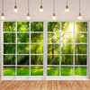 Renaiss 5x3ft Sunshine Forest Window Backdrop for Photoshoot Portrait Green
