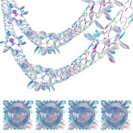 4pcs Christmas Ceiling Decorations Iridescent Foil Christmas Decorations Indoor Christmas Hanging Decorations Garland Decorations for Xmas New Year Party (Iridescent)