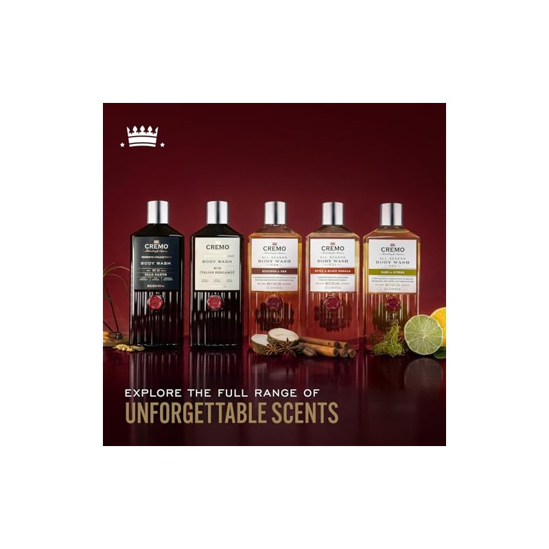 Cremo Spice and Black Vanilla Body Wash, Men's Shower Gel