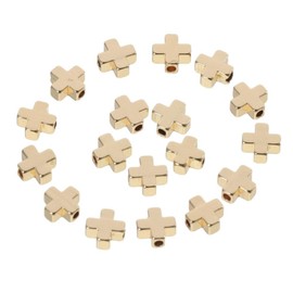 Uniquer 20 Pcs Cross Metal Beads - Brass Spacer Discs Loose Metal Beads for DIY Bracelets, Necklaces, and Creative Accessories