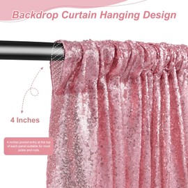 Blush Pink Sequin Backdrop Curtains 4 Panels Sparkly Backdrop Curtain 2FTx8FT Shimmer Fabric for Girl's Party Bridal Shower