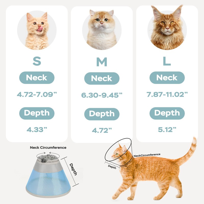 Supet Cat Cone Collar Soft Comfortable Adjustable Waterproof cat recovery