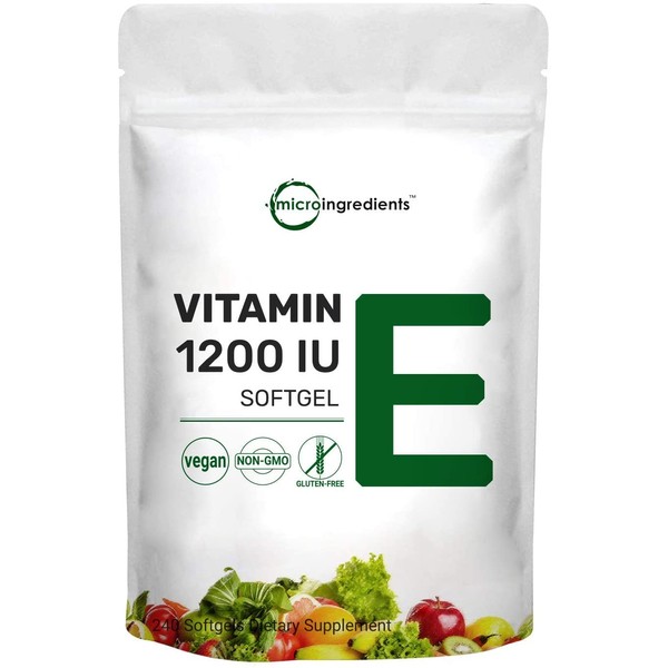 Vitamin E Softgels with Virgin Sunflower Seed Oil, 1200IU, 240 Counts, Promote Skin, Antioxidant & Immune Function, Premium Vitamin E Oil Liquid Pills, Non-GMO, Vegan Friendly
