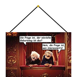 Tin Sign 20 x 30 cm Curved with Cord Waldorf Statler Muppet Show Birthday Decoration Gift Sign Tin Sign