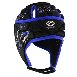 Optimum Unisex Junior Inferno Rugby & Football Headguard - Scrum Cap Coverage | Breathable, Soft-Edged, Lightweight Sports Protective Headgear | Black/Blue, Medium