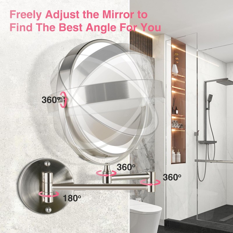 GREENFROM 8.5 Inch Magnifying Mirror with Lights, Wall Mounted Makeup