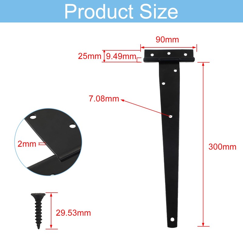 Murtenze 2PCS 12 Inch Heavy Duty T-Strap Barn Door Hinges