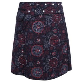 Vishes - Alternative Clothing - Wrap Skirt for Swaddling Poppers Sidebag Flowers Printed, black