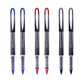 EYEYE Rollerball Pens, 6 Pack Liquid Ink Pens（2 Black+2 Blue +2Red） with 0.5mm Extra Fine Point, Assorted Ink Pens No Bleed & Smear &Smudge, Smooth Writing, Teacher Pens, School Office Supplies