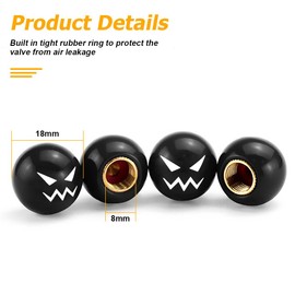 CGEAMDY Set of 4 Tyre Wheel Valve Caps, Valve Caps with Seal for Stable Tyre Pressure, Valve Caps Car Intelligent Tyre Marking, Tyre Dust Caps for Cars (Black Bully)
