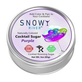 Snowy River Cocktail Sugar 3oz Gift Pack, Vibrant Naturally Colored Sugar for Cocktail Rimming, Baking & Decorating, Gift Tin (Purple)
