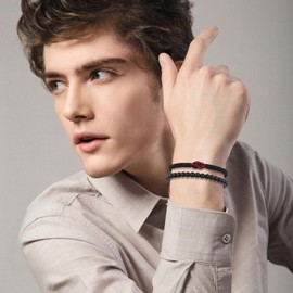 8mm Natural Obsidian Beads Braided Bracelets for Women Men, Adjustable Infinity Love Multicolor Lucky Bracelets, Luck and Protection Jewelry for Families Couples Friends (Obsidian)