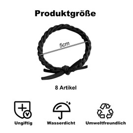 6 Stück Geflochtene Haargummis, Nahtlose Haarbänder, Stretchbar Pferdeschwanz Halter Stirnband, Reißfeste Zopfgummis Pferdeschwanzhalter, für Damen Mädchen(Schwarz)