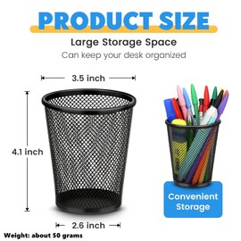 SAHENITEANA Pencil Cup, Mesh Pen Holder for Desk, Black Pen Cup Desk Organizer for Home, Schoo and Office (12 Pack)