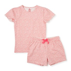 Little Label - Children's Pyjamas Girls Short - Shortama - Summer Pyjamas Girls Short Sizes 86 to 152 - Organic Cotton, Leopard Pink