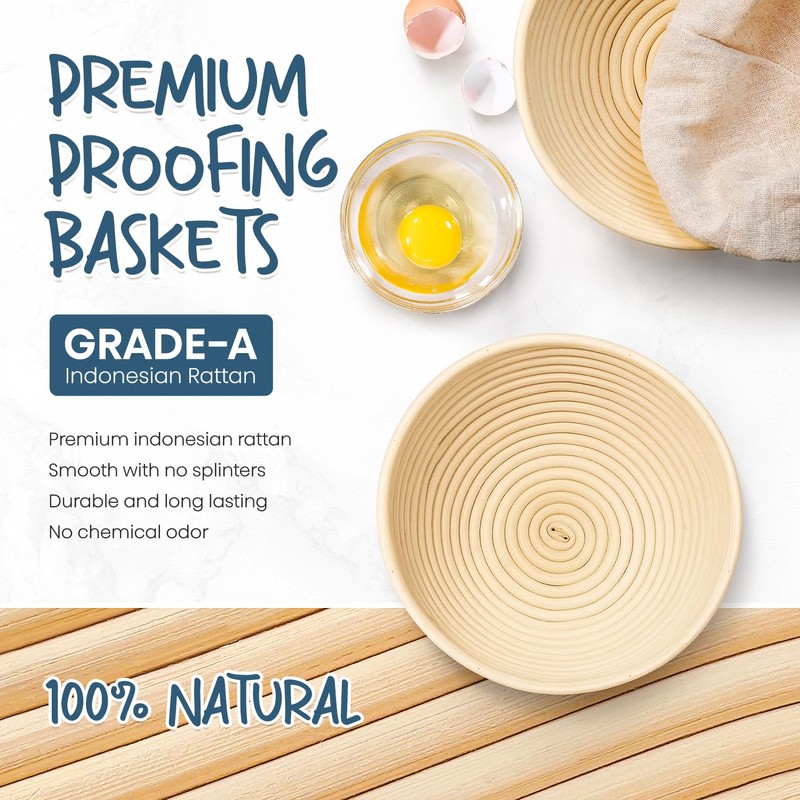 Rorecay Banneton Bread Proofing Baskets Set of 2, 9 Inch
