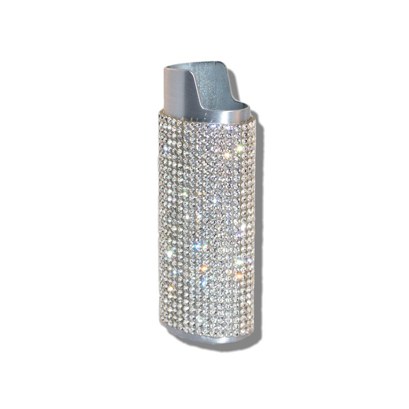 Bling Silver Lighter Case Cover Sleeve with Crystal Rhinestones LS2