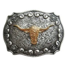 JEAN'S FRIEND Vintage Style Western Cowboy Rodeo Bull Double Color Belt Buckle also Stock in the US