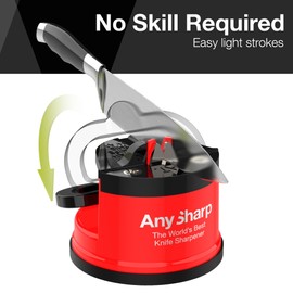 AnySharp Editions - World's Best Knife Sharpener - For Knives and Serrated Blades - Red