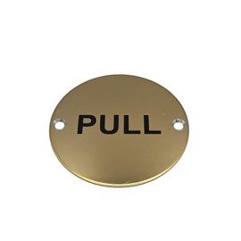 Bary Pull Door Sign Polished Brass