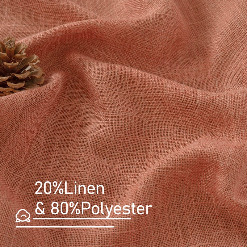 LAMIT Terracotta Linen Boho Curtains 84 inch Length 2 Panels,